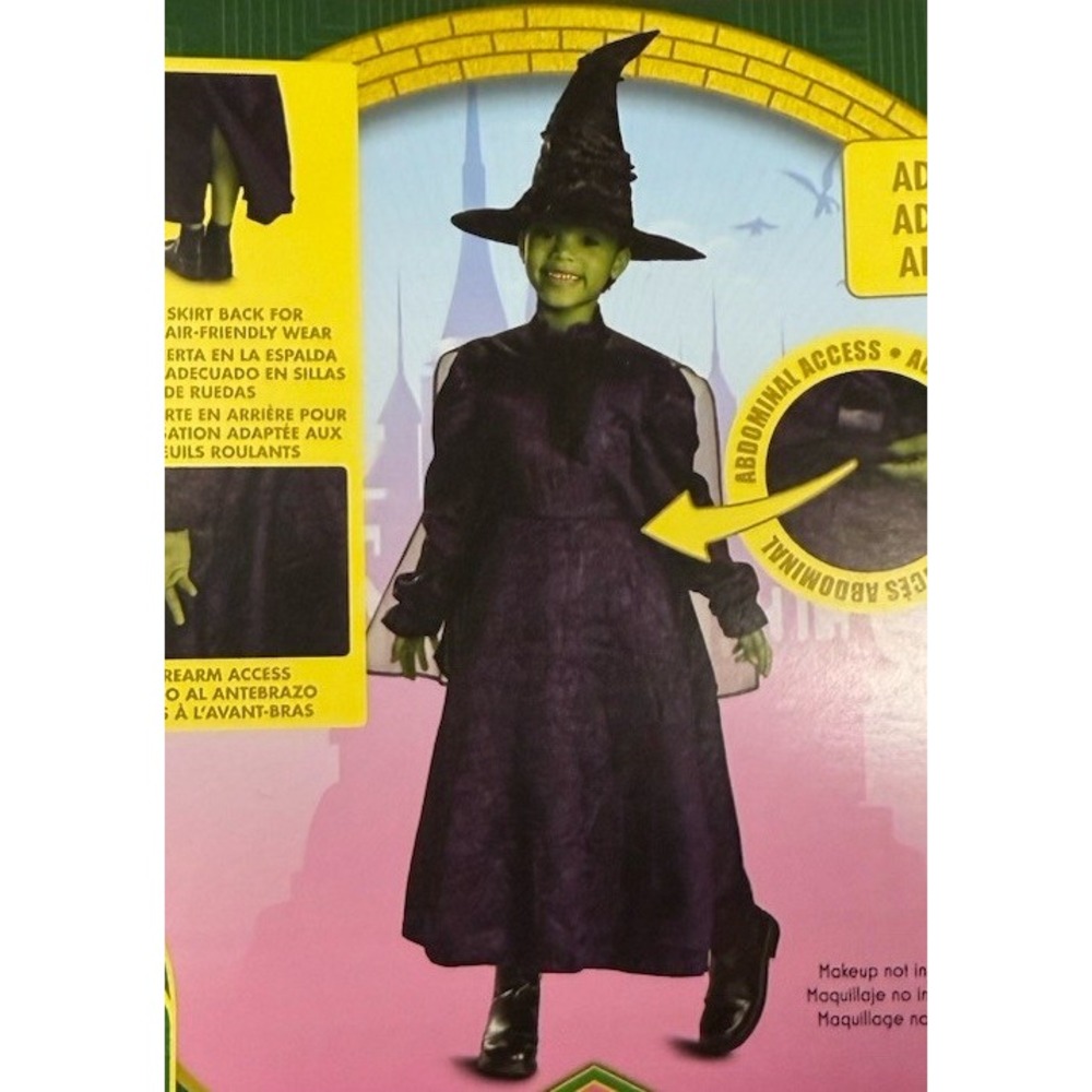 Wicked Elphaba Dress Cape Hat Halloween Costume Adaptive Girls Small (6/6X) NEW!